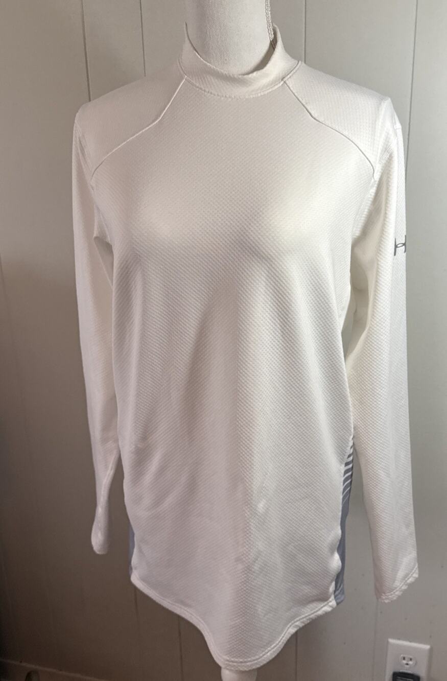 Under Armour ColdGear Mock Shirt Mens M White Long Sleeve Thermal Base Layer EE